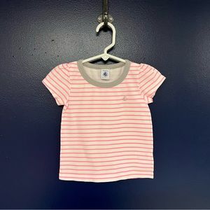 Petit Bateau tee, size 3 years old, pink, white and grey